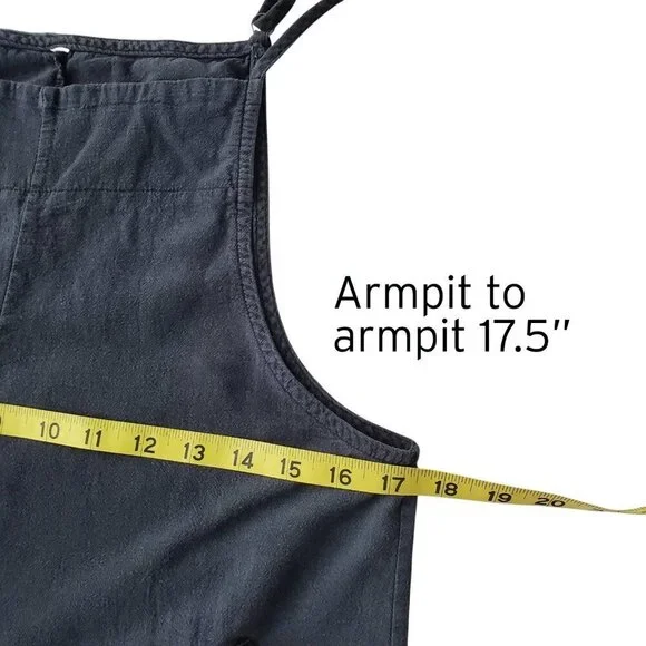 Lagenlook Lightweight Overalls Adjustable Cropped Charcoal Grey Size S/M - Picture 8 of 16